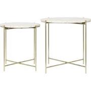 Light&living Bijzettafel S/2 Ø42x45+Ø52x50 cm BESOT marmer bruin-goud