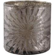 PTMD Ellis brown glass tealight ice star round S - set van 4