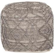 MUST Living Pouf Angel,40x40x40 cm, Natural/Grey, 81% wool 19% cotton