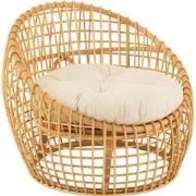 J-line - Stoel Lise+kussen 1 Personen Rotan/textiel Naturel/wit - 79x8...