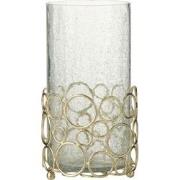 J-line - Kaarshouder Kyev Glas/ijzer Transparant/goud Large - 15.2x15....