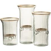 J-line - Set Van 3 Kaarshouder Bord Goud Rand Glas Transparant - 15x15...