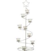 J-line - Theelichthouder Boom Spiraal Metaal/glas Zilver Large - 27x24...