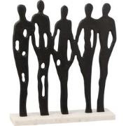 J-line - Figuur Op Rij Aluminium/marmer Zwart/wit - 35.5x10x40cm