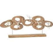 J-line - Figuurs 5 In Ring Op Voet Mango Hout Naturel - 73x8x31cm