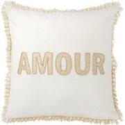 J-line - Kussen Amour Textiel Wit/goud - 45x45x3.75cm