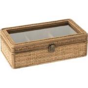 J-line - Doos Recthoek 6 Compartimenten Rotan/glas Naturel - 34.5x19x1...