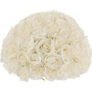 J-line - Bloembol Half Rozen Plastiek Wit Medium - 44x44x27.5cm