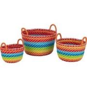 J-line - Set Van 3 Mand Regenboog Strepen+handvaten Zeegras Mix - 39x3...