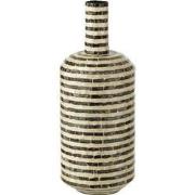 J-line - Vaas Fles Strepen Zeeschelpen/bamboo Zwart/wit - 20x20x52cm