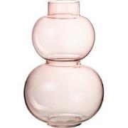 J-line - Vaas Bol Glas Roze Small - 18x18x28.5cm