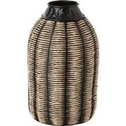 J-line - Vaas Decoratie Touw/rattan Zwart/naturel - 32x32x56cm