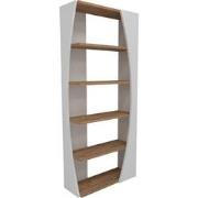 Etagère 5 planken witte decoratie en Atlantische pijnboom H150 cm - Se...