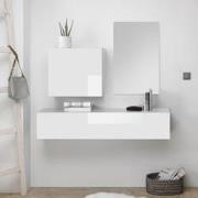 Hangende console met wandopslag en Infinity-spiegel - L130 cm