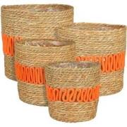 Mica Decorations Mand Fernandez - 25x25x25 cm - Zeegras - Oranje - Set...