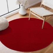 Tapijtenloods Uni Rond Effen Laagpolig Vloerkleed Modern Rood- 120 CM ...