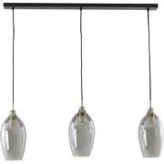 Light&living Hanglamp 3L 100x16,5x32 cm LUKARO antiek brons+glas smoke