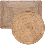 MISOU Jute Vloerkleden - Set van 2 - Rond - Rechthoek - Wandkleed - Be...