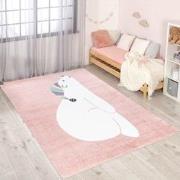 Tapijtenloods Vloerkleed Beer Laagpolig Anime Kids Roze Creme- 120x170...