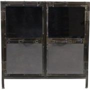 HSM Collection-Vitrinekast Brooklyn Laag 2 Deur-90x40x90-Grijs-Metaal/...