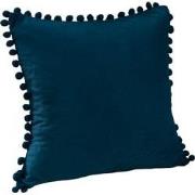 QUVIO Kussenhoes 50 x 50cm met bolletjes fluweel - Donkerblauw