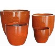 PTMD Bloempot Luc - 47x47x41 cm - Keramiek - Roest - Set van 4