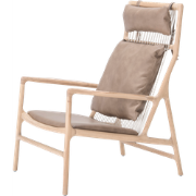 Dedo lounge chair whitewash eiken - dakar leather stone zitting