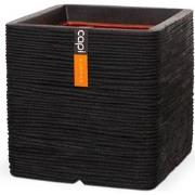 Pot vierkant rib NL 40x40x40 - zwart