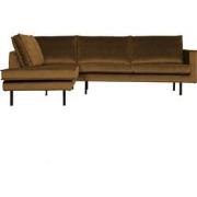 BePureHome Rodeo Hoekbank Links - Velvet - Honinggeel - 85x266x86/213