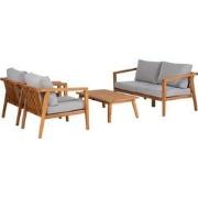 Exotan Lucca Loungeset Buiten Fauteuil/Bank/Tafel - Teak - Grijs