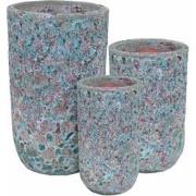 PTMD Bloempot Hiza - 45x45x68 cm - Keramiek - Groen- Set van 3