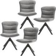 WOOOD Nika Draaibare Eetkamerstoelen - Polyester - Grijs - Set van 4