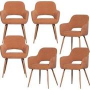 WOOOD Jenny Eetkamerstoelen - Polyester - Salmon - Set van 6