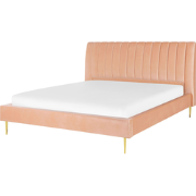 Beliani MARVILLE - Tweepersoonsbed-Roze-Fluweel