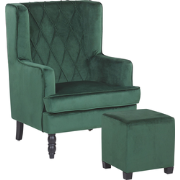 Beliani SANDSET - Fauteuil-Groen-Fluweel