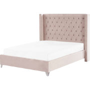 Beliani LUBBON - Tweepersoonsbed-Roze-Fluweel