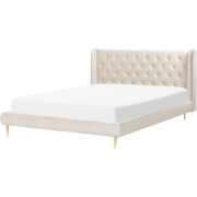 Beliani FORBACH - Tweepersoonsbed-Beige-Fluweel