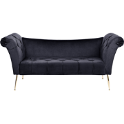 Beliani NANTILLY - Chaise longue-Zwart-Fluweel