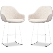 Nino-Mae barkruk bouclé beige - wit onderstel - 65 cm - set van 2