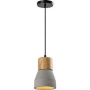 QUVIO Hanglamp langwerpig beton met hout grijs - QUV5144L-GREY