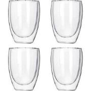 Krumble Koffie glas dubbelwandig 300ml - set van 4