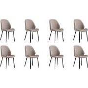 Lewis & Loft Eetkamerstoelen Lola - Polyester - Staal - Grijs - Set va...