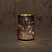 Cylinder Glass Baroque Black/Gold 10X15Cm / 8Led Warm W