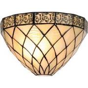 LumiLamp Wandlamp Tiffany  30x15x20 cm Beige Bruin Metaal Glas Muurlam...