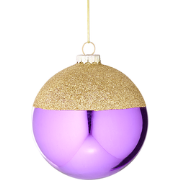 Decoratieve tweekleurige kerstbal van paars en goud glas D10