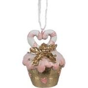 Clayre & Eef Kersthanger Cupcake Ø 5x6 cm Roze Kunststof Kerstboomvers...