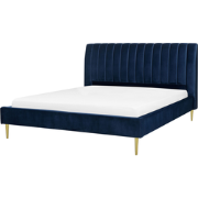 Beliani MARVILLE - Tweepersoonsbed-Blauw-Fluweel