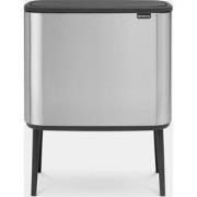 Bo Touch Bin, met 3 binnenemmers, 3 x 11 liter - Matt Steel Fingerprin...