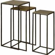 Tower living Iron side square table w alu top - set of 3