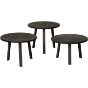 Tower living Lazio table set (3) - 54x54/45/40/35 - recl. teak black